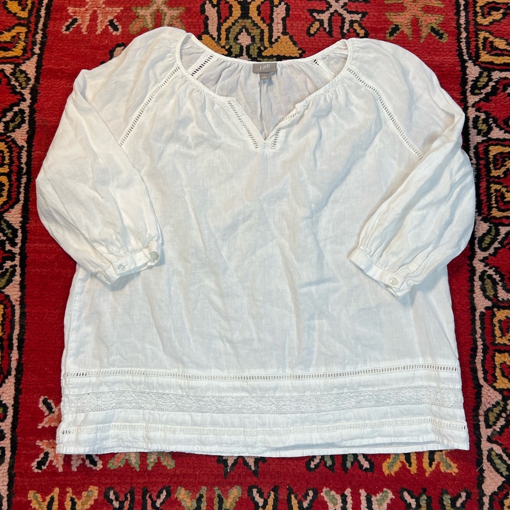 J. Jill White Women's Linen Blend Tunic Top